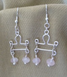 Rose Quartz Libra Earrings - Silver-filled/Silver-plated