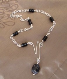 Black Onyx Capricorn Necklace - Silver-filled/Silver-plated