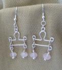 Pendientes Libra Cuarzo Rosa - Silver-filled/Baño de Plata